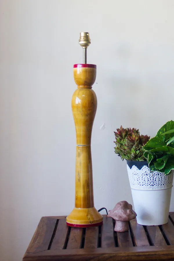 'Khambha_Beige_with_Red_Stripe'__Channapatna_Lamp_Stand