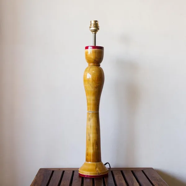 Channapatna_Wood_Beige_Red_Stripe_Khambha_Table_Lamp_Stand