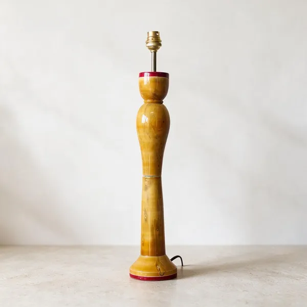 Channapatna_Wood_Beige_Red_Stripe_Khambha_Table_Lamp_Stand