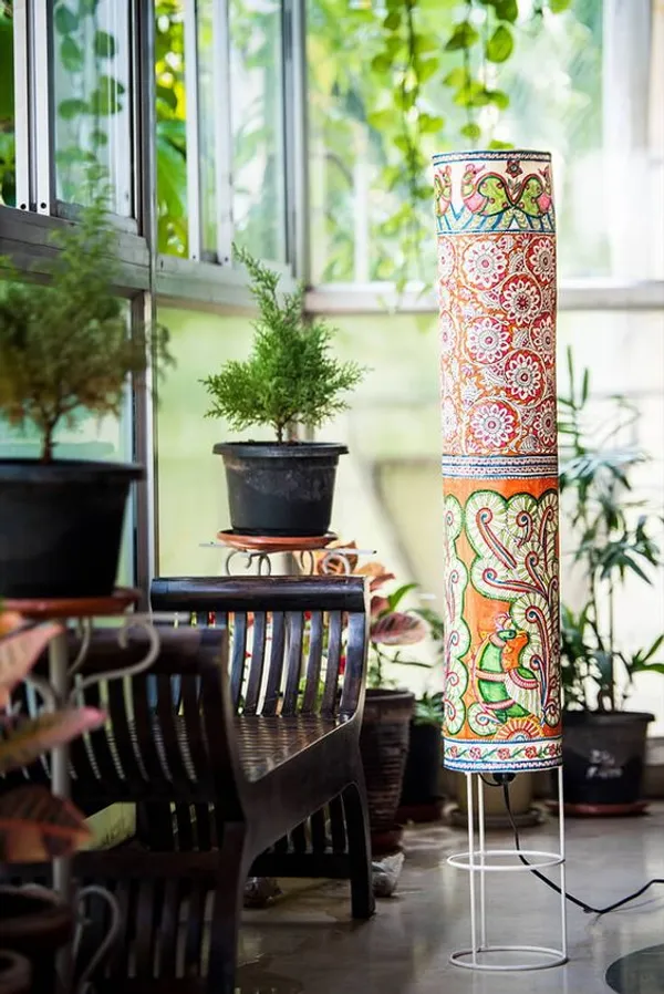 Peacock_Blooms'_Hand-painted_On_Leather_Cylinder_Floor_Lamp