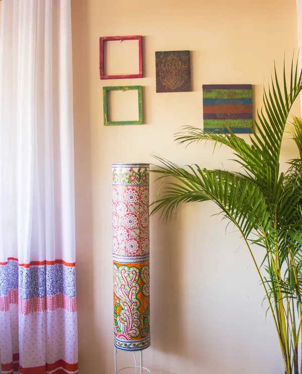 Parchment_Leather_Hand-Painted_Peacock_Blooms_Cylinder_Floor_Lamp