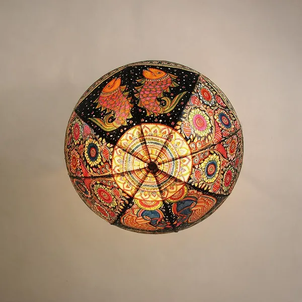 Parchment_Leather_Dancing_Fish_Hand-Painted_Dome_Chandelier
