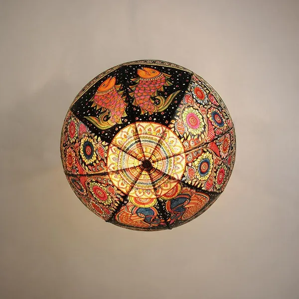 Parchment_Leather_Dancing_Fish_Hand-Painted_Dome_Chandelier