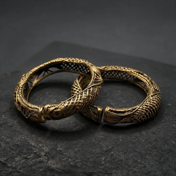 Metallic_Brass_Dokra_Kosha_Mesh_Bangles_Set_Of_2_For_Women