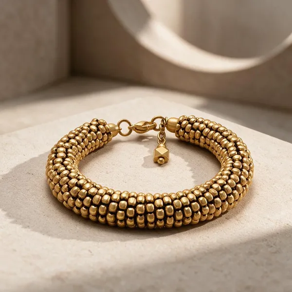 Metallic_Brass_Dokra_Arohi_Bead_Handcrafted_Cuff_For_Women