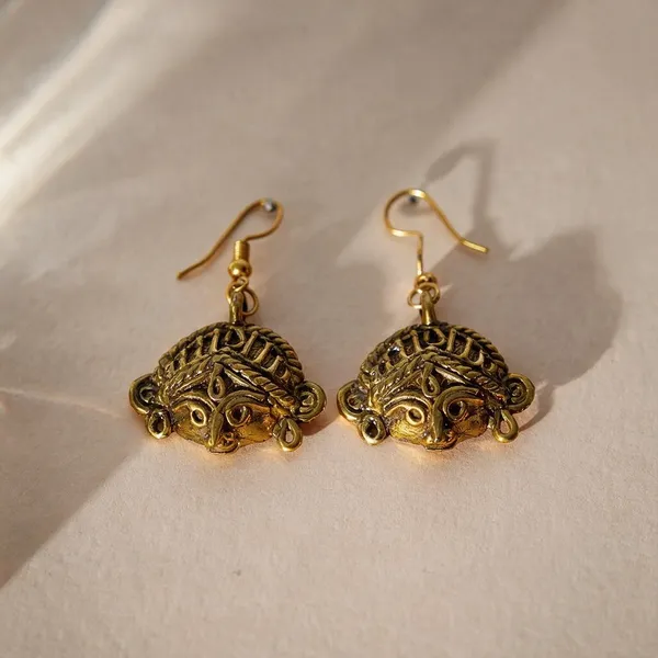 Metallic_Brass_Dokra_Durga_Handcrafted_Earrings_For_Women