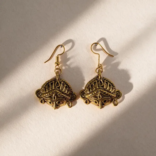 Metallic_Brass_Dokra_Durga_Handcrafted_Earrings_For_Women