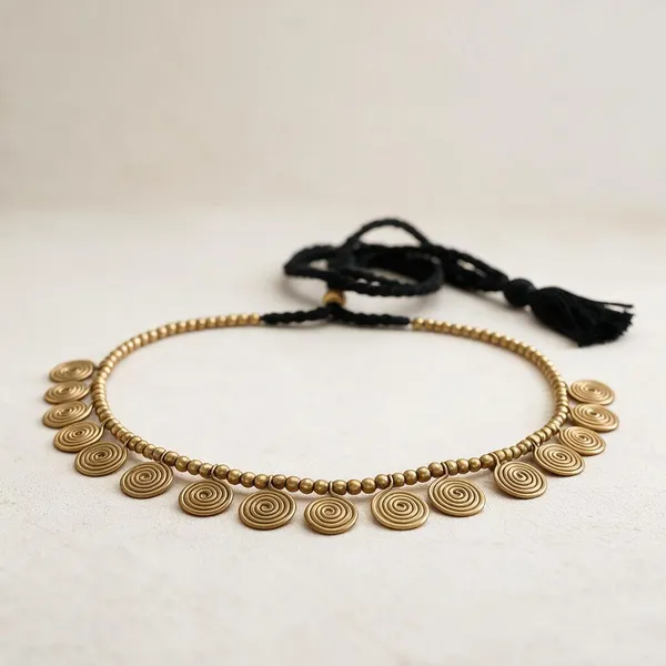 Metallic_Brass_Dokra_Spiral_Necklace_For_Women