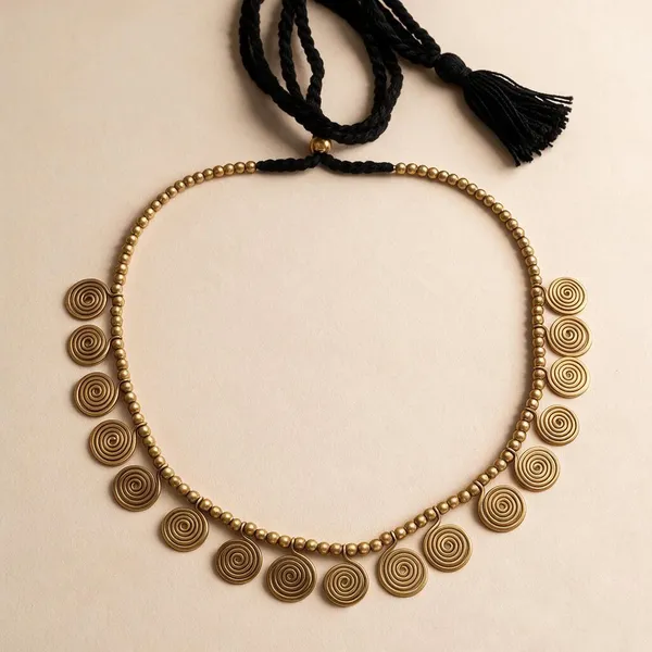 Metallic_Brass_Dokra_Spiral_Necklace_For_Women
