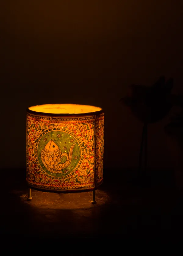CYLENDER_T-LIGHT/MADHUBANI_FOLIAGE