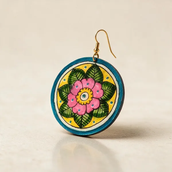 Multicolor_Parchment_Leather_Marigold_Motif_Earrings_For_Women