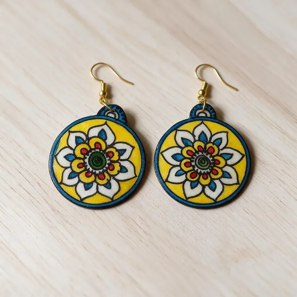 Multicolor_Parchment_Leather_Handpainted_Puppet_Earrings_For_Women
