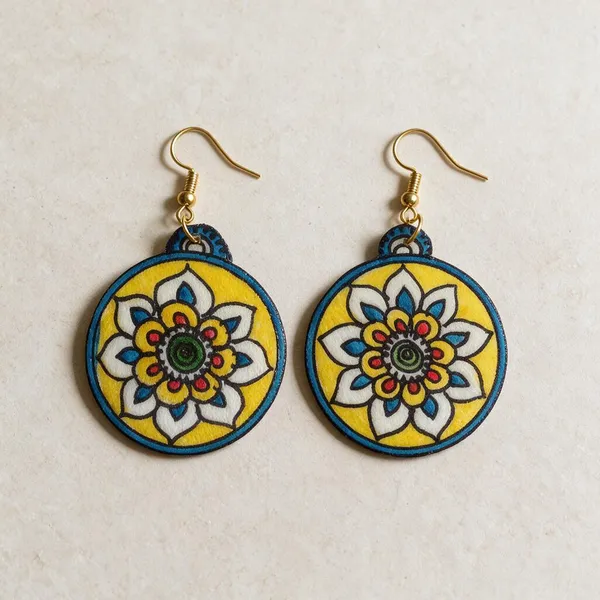 Multicolor_Parchment_Leather_Handpainted_Puppet_Earrings_For_Women