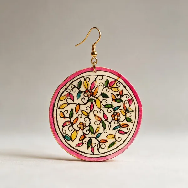 Multicolor_Parchment_Leather_Madhubani_Foliage_Earrings_For_Women