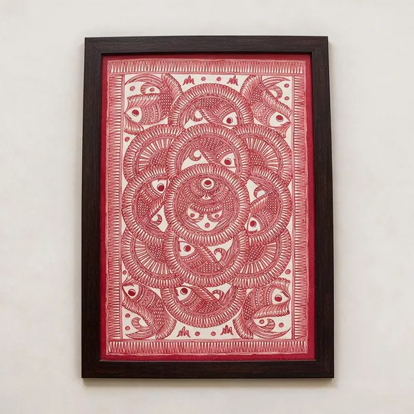 Handmade_Paper_Madhubani_Fish_Maze_Hand-Painted_Wall_Art