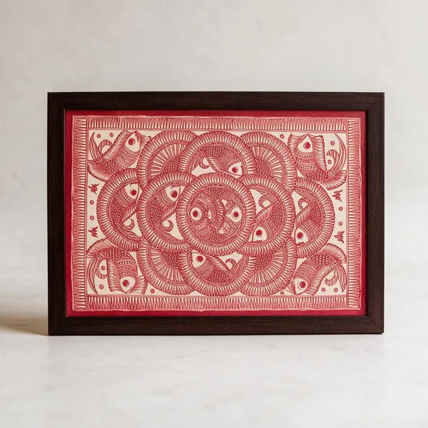 Handmade_Paper_Madhubani_Fish_Maze_Hand-Painted_Wall_Art