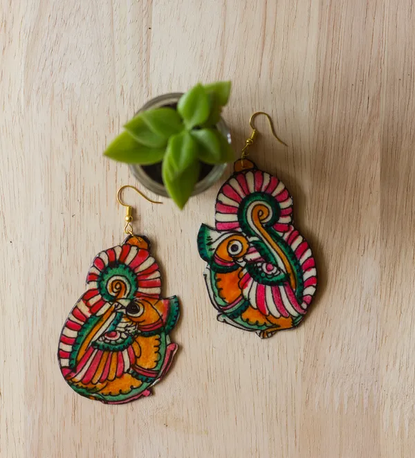 Tholu_Peacock_Leather_Puppet_Ear_Rings