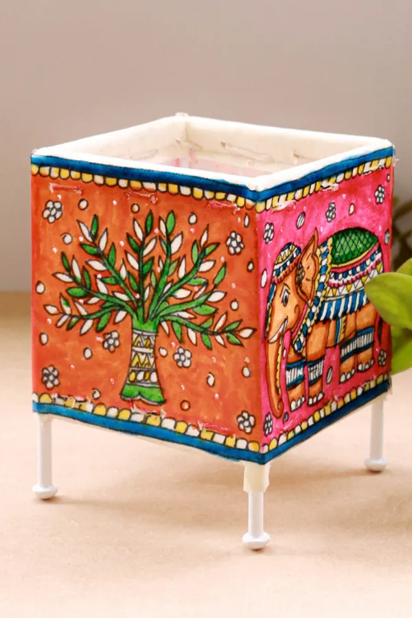 SQUARE_BABY_T-LIGHT_'TREE_OF_LIFE'_Hand-painted_On_Leather