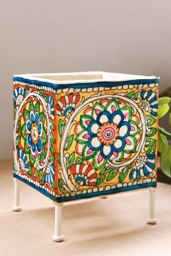 SQUARE_BABY_T-LIGHT_'BLOOM'_Hand-painted_On_Leather