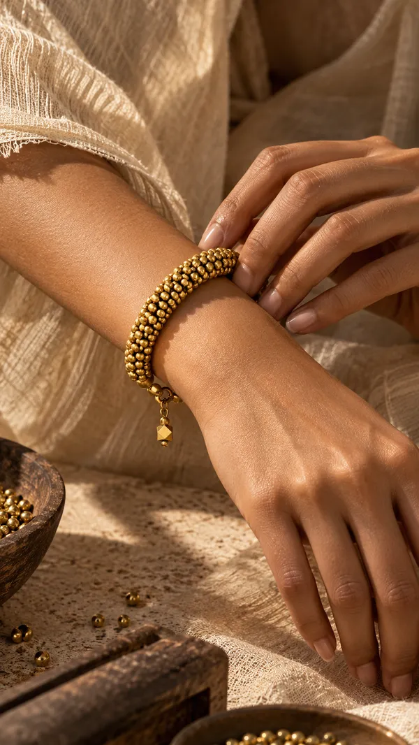 'Arohi'_Dokra_Bead_Cuff
