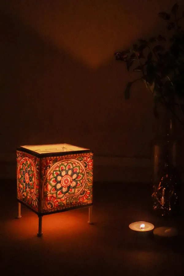 SQUARE_BABY_T-LIGHT_'BLOOM'_Hand-painted_On_Leather