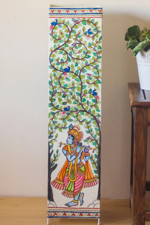 Radha_Krishna'_Hand-painted_On_Leather_Square_Floor_Lamp