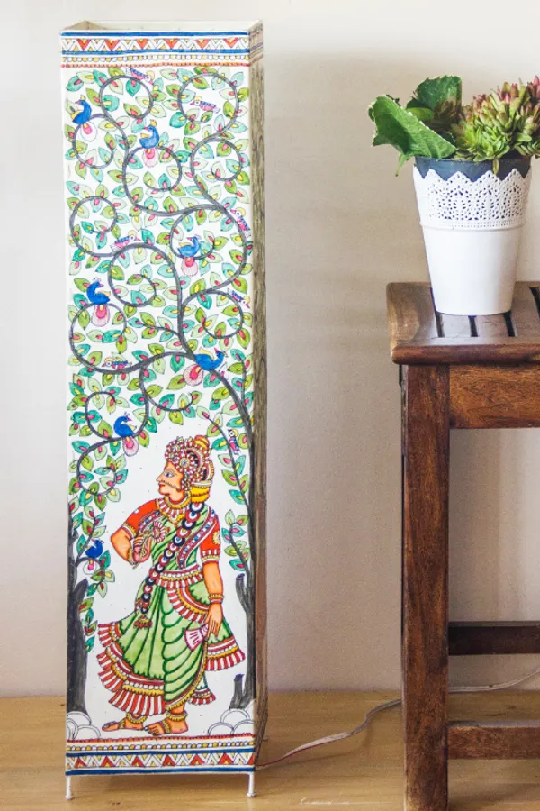 Radha_Krishna'_Hand-painted_On_Leather_Square_Floor_Lamp