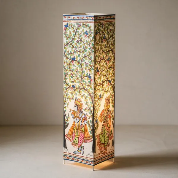 Parchment_Leather_Radha_Krishna_Hand-Painted_Square_Floor_Lamp