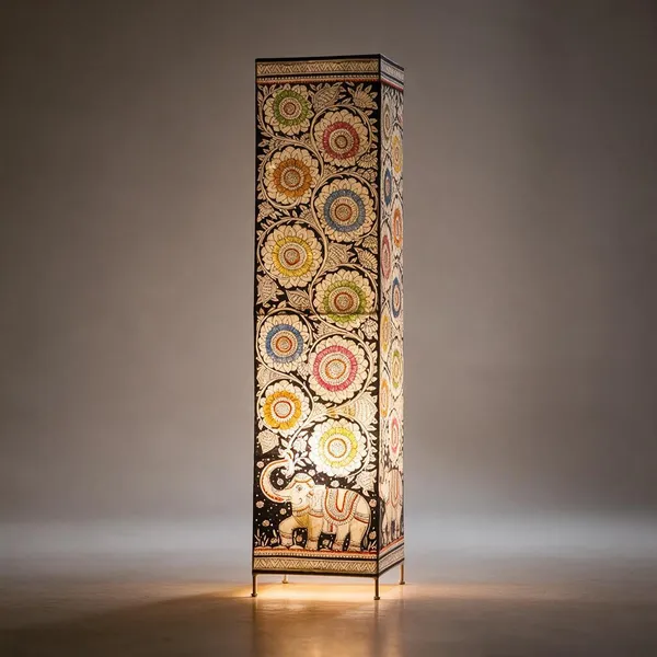 Parchment_Leather_Hand-Painted_Elephant_Square_Floor_Lamp