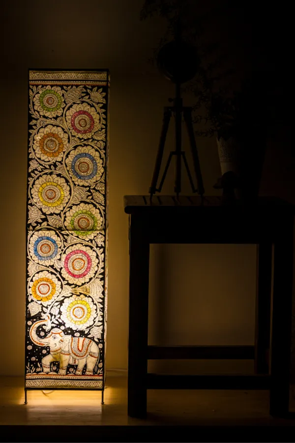 Parchment_Leather_Hand-Painted_Elephant_Square_Floor_Lamp