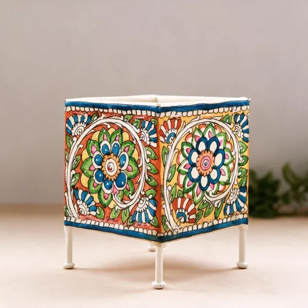 Parchment_Leather_Handpainted_Bloom_Square_Tea_Light_Holder