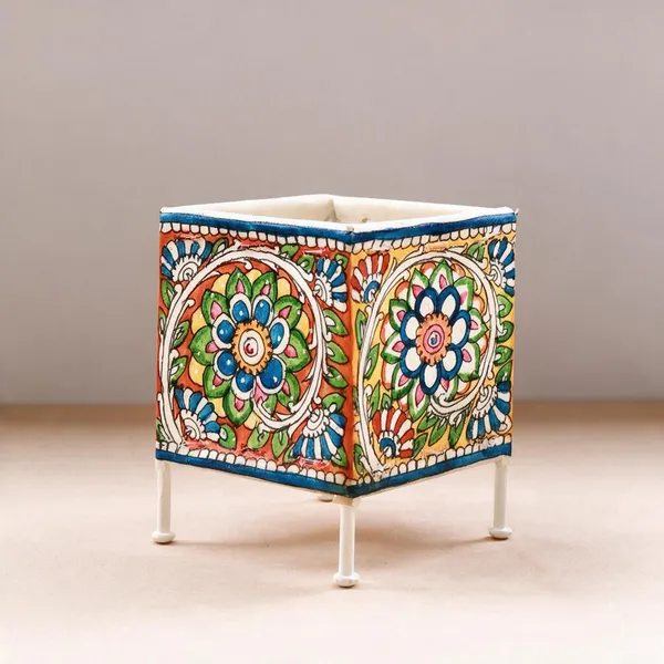 Parchment_Leather_Handpainted_Bloom_Square_Tea_Light_Holder