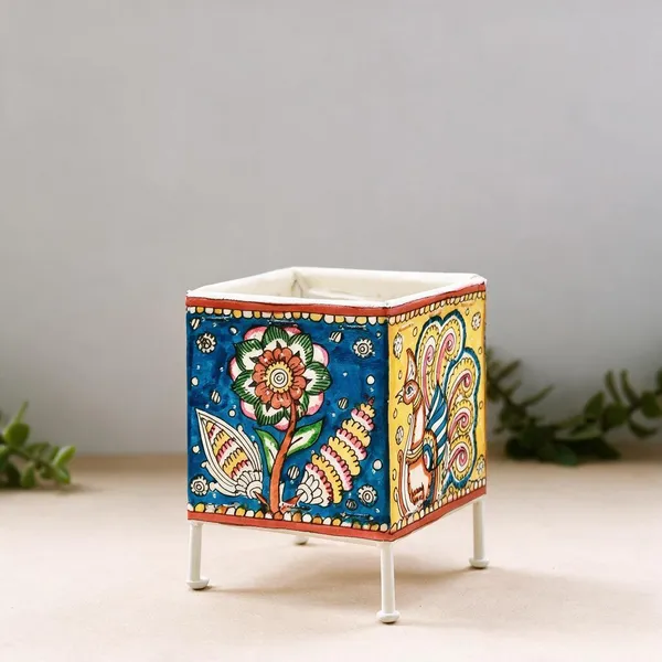 Parchment_Leather_Peacock_Foliage_Square_Tea_Light_Holder