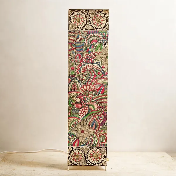 Parchment_Leather_Hand-Painted_Doodle_Jungle_Triangle_Floor_Lamp