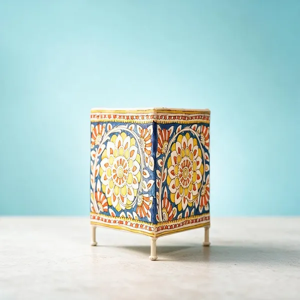 Parchment_Leather_Handpainted_Bloom_Triangle_Tea_Light_Holder