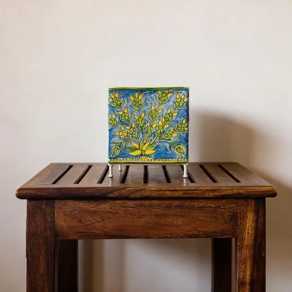 Parchment_Leather_Handpainted_Floral_Bliss_Triangle_Tea_Light_Holder