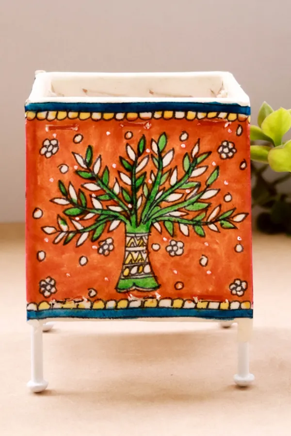 SQUARE_BABY_T-LIGHT_'TREE_OF_LIFE'_Hand-painted_On_Leather