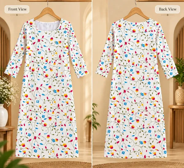 White_Cotton_Floral_Print_Straight_Kurta_For_Women