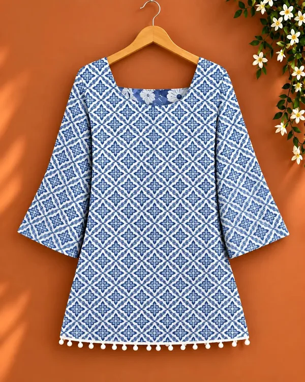 Blue_Cotton_A-Line_Geometric_Print_Kurta_For_Women