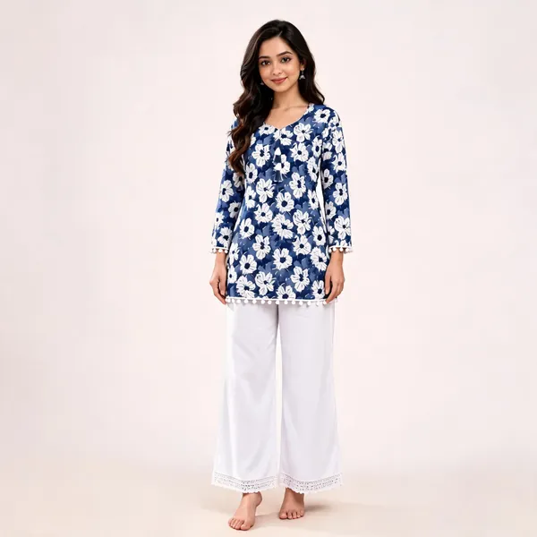 Blue_Cotton_Floral_Print_Straight_Kurta_Palazzo_Set_For_Women