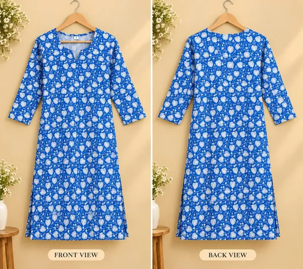 Blue_Cotton_Floral_Print_Straight_Kurta_For_Women