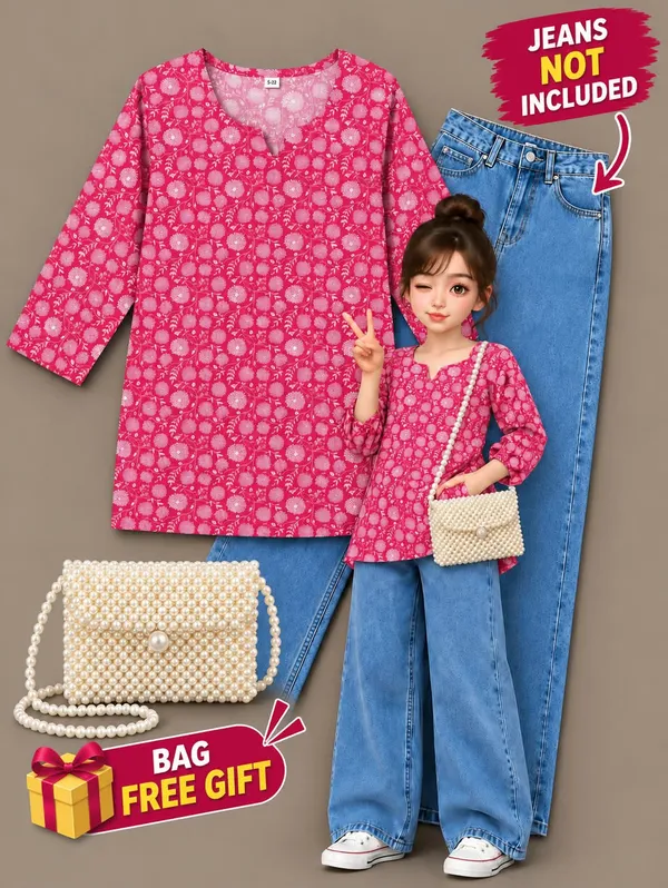 Pink_Cotton_Straight_Top_With_Bag_For_Women