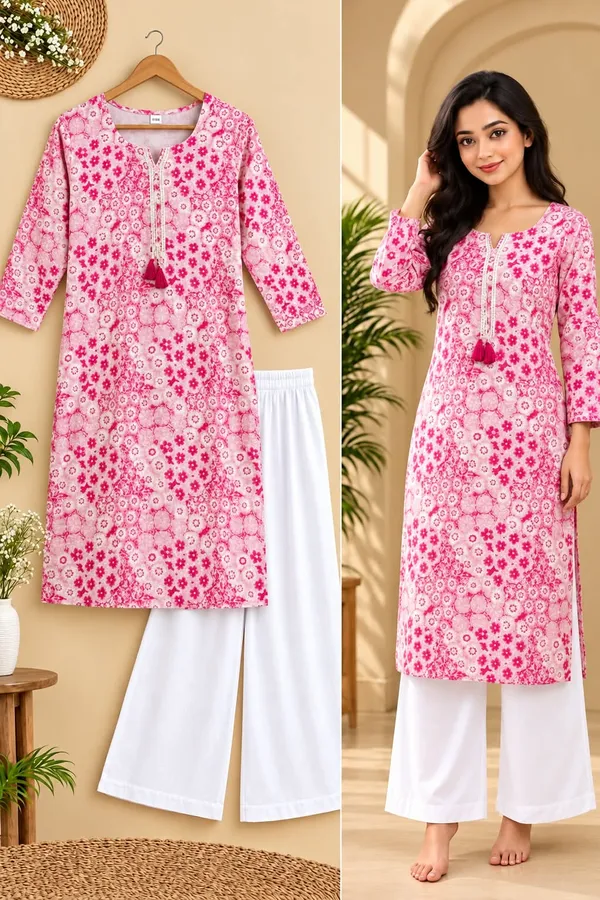 Pink_Cotton_Floral_Print_Straight_Kurta_Palazzo_Set_For_Women