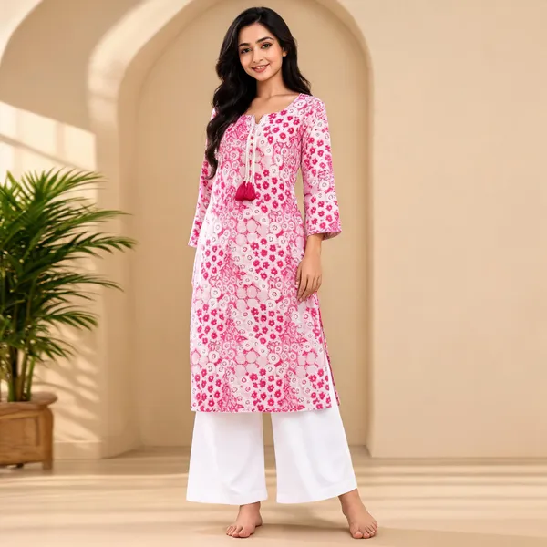 Pink_Cotton_Floral_Print_Straight_Kurta_Palazzo_Set_For_Women