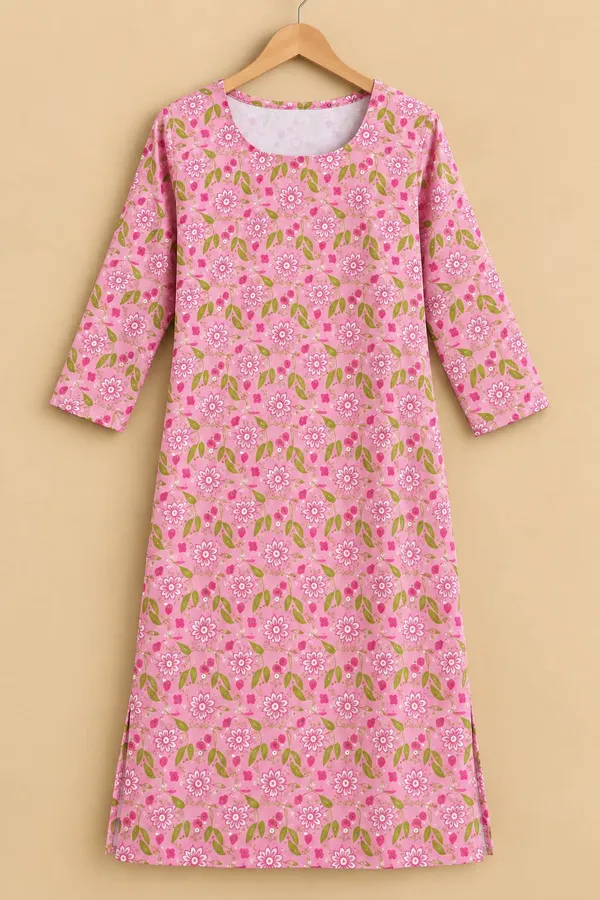 Pink_Cotton_Floral_Print_Straight_Kurta_For_Women
