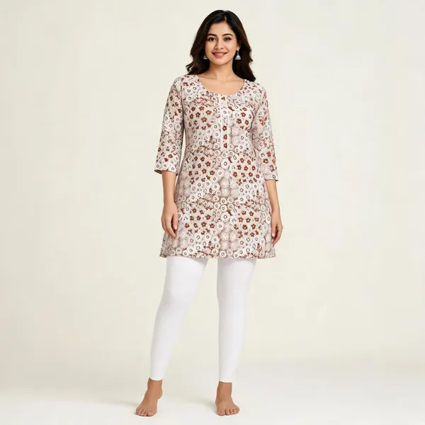 Beige_Cotton_A-Line_Floral_Print_Kurta_For_Women