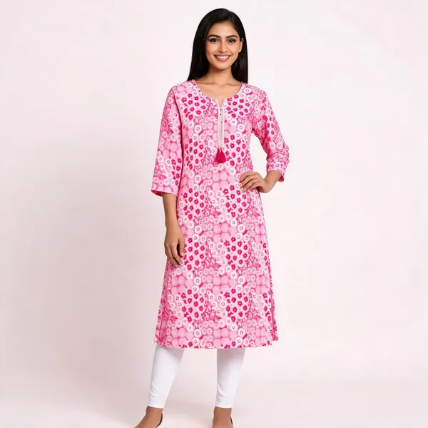 Pink_&_Blue_Cotton_Floral_Print_Straight_Kurta_Combo_For_Women