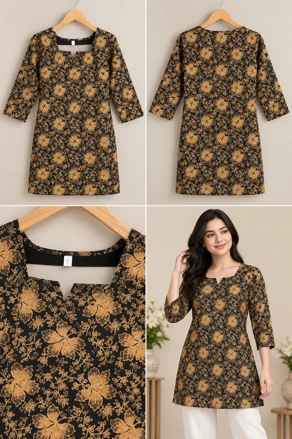 Black_Cotton_Straight_Floral_Print_Kurta_For_Women
