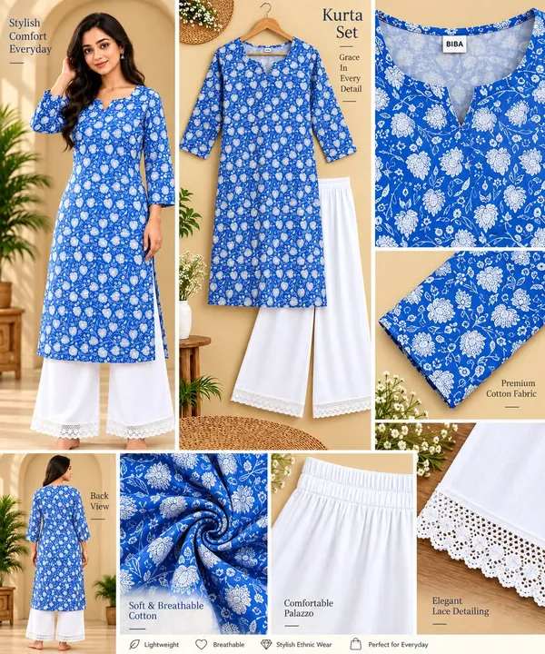 Blue_Cotton_Floral_Print_Straight_Kurta_Palazzo_Set_For_Women
