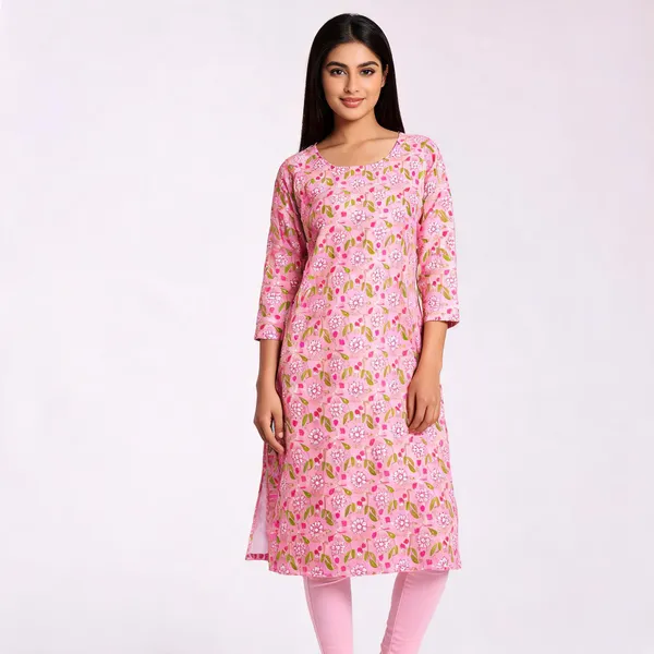 Pink_Cotton_Floral_Print_Straight_Kurta_For_Women